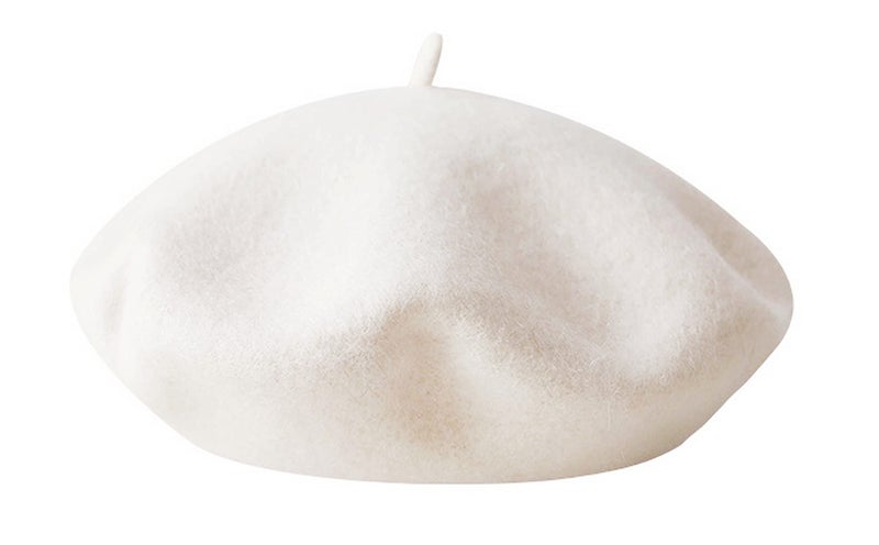Brcus Kids Girls French Beret Hat Artist Hat Solid Warm Beanie Cap Winter Autumn (Off White, 1) - Image 1